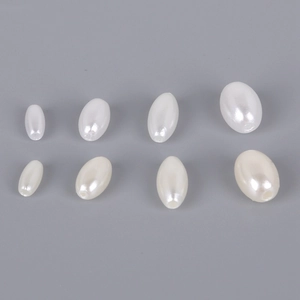 Comparison of multiple sizes of white oval ABS imitation pearl beads for DIY jewelry making