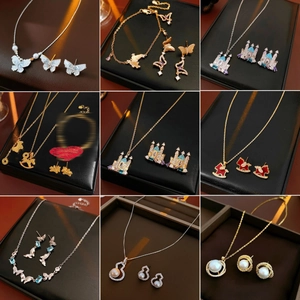 Fashion Jewelry Copper Real Gold Plated Enamel Rocking Horse Castle Butterfly Floral With Silver Earring Post For Women
