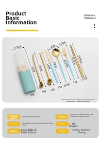 Size specifications for stainless steel travel cutlery set with dimensions and weights