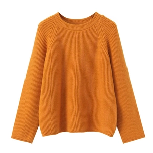 Pull Pour Femmes Col Rond Manches Longues Tricoté Polyester Grosse Maille Coupe Décontractée Hauts Automne Hiver