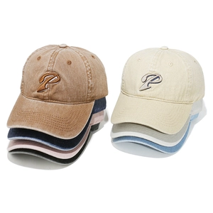 Vintage washed cotton baseball cap with P embroidery in multiple stylish color options