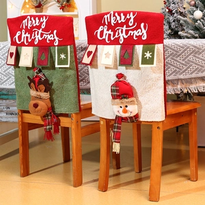 Christmas Chair Back Covers Non-Woven Fabric Knit Character Santa Snowman Reindeer For Dining Room Home Festive Hanging