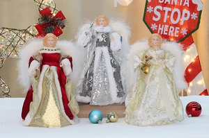 Weihnachtsengel Baumspitze Plüschpuppe Dekoration mit Stoffflügeln für den Weihnachtsbaum