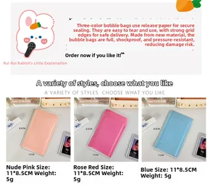 Detailed comparison of pink and blue padded bubble mailers with secure peel-off seals