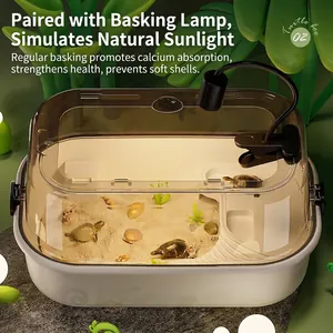 Ecological Turtle Tank Habitat With Basking Platform Climbing Ramp PP Plastic Panoramic Breeding Enclosure Small Reptiles