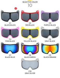 Grid view showing ten color options for wraparound oversized sports cycling sunglasses