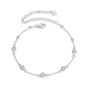 S925 Sterling Silver Starry Moissanite Bracelet For Women Elegant Round Cut Moissanite Chain Bracelet Fashion Adjustable Jewelry Gift