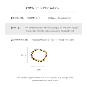 Fiche technique détaillée montrant les dimensions du bracelet coeur en zircon de 16cm