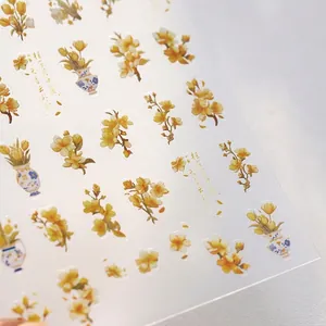 Ultra Dünne Mattierte Selbstklebende Nagelkunst Aufkleber Chinesischer Stil Osmanthus Chrysantheme Schmetterling Blumen Maniküre Dekoration