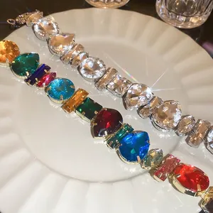 Exaggerated multi-color crystal rhinestone choker necklace for party and fashion wear