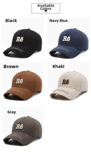 Matrix view of five embroidered baseball cap colors including black, navy, and khaki