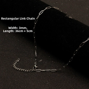 Detailed 3mm wide silver stainless steel paperclip chain necklace with lobster clasp