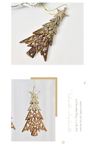 Glittery hollow Christmas tree ornament with star topper and golden hanging string