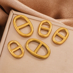 Polished gold oval anchor chain buckles for DIY jewelry and accessory making