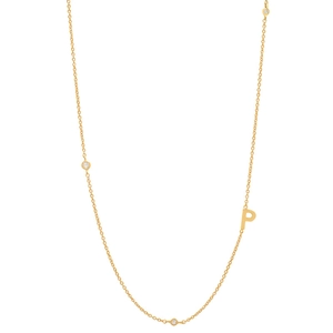 18K gold plated stainless steel necklace featuring a letter P pendant and crystal accents