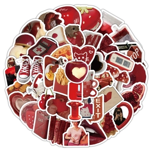 60-piece cute red INS style waterproof graffiti stickers for luggage and phone cases