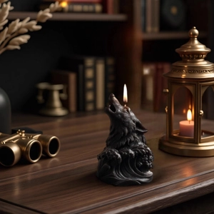 Wolf Head Silicone Mold 3D Animal Shape Waves Base Food Grade Material For DIY Scented Candle Making Resin Soap Craft