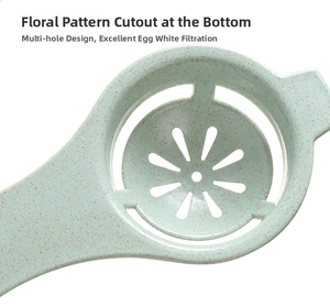 Detail of flower-shaped cutout design on light green wheat straw egg separator