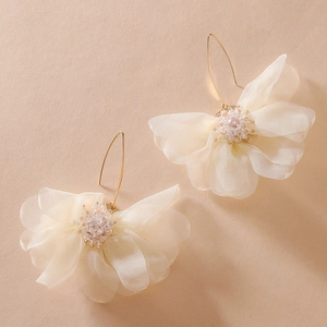 Grandi Orecchini Pendenti A Fiore In Rete Con Strass E Perline Stile Boho Eleganti Gioielli Da Vacanza Per Donne