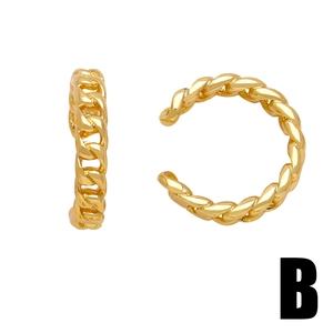 Clip per ossa dell'orecchio dorate minimaliste con trama a catena, design senza buco