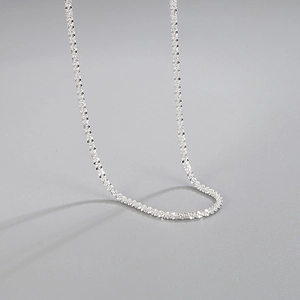 Sparkling 925 sterling silver clavicle chain with fine shimmering facets and minimal design