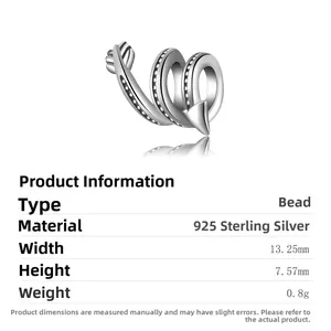 Macro shot of S925 sterling silver spiral arrow bead with 13.25x7.57mm size details