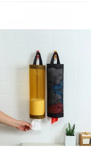 Dispenser a parete in rete di nylon per sacchetti della spesa e organizzazione della cucina