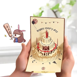 3D pop-up birthday card with a multi-layered cake design and happy every day greeting