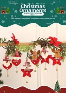 Set di 6 decorazioni natalizie con Babbo Natale, pupazzo di neve e campanellini