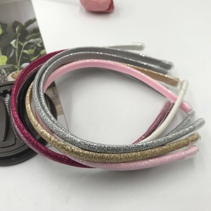 Set of 5 glitter sequin thin headbands in pink silver gold and white for women