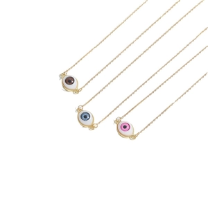 Exquisite Evil Eye Anhänger Halsketten Set in Blau Braun und Rosa auf Goldketten