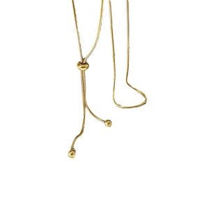 Minimalist 18k gold plated stainless steel snake chain necklace with adjustable slide clasp