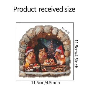 Christmas mouse hole wall sticker showing product size dimensions of 11.5cm by 11.5cm