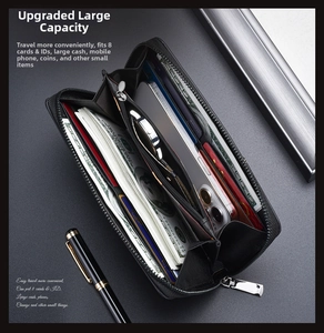 Detailed interior of carbon fiber pattern wallet with multiple card slots and phone pocket