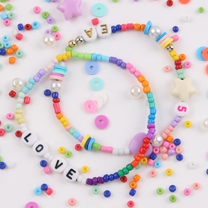 DIY 24-grid 3mm glass seed bead set with colorful handmade bracelets and accessories
