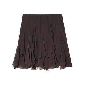 Mini-Jupe À Volants Asymétrique Pour Femmes Mousseline Plissée Sexy Taille Haute Streetwear Vêtement Été