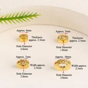 18k gold plated spacer beads with micro-set cubic zirconia in various diameters