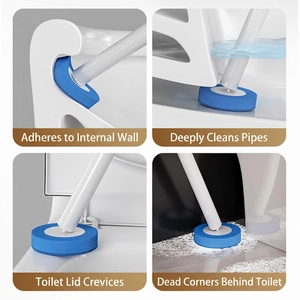 Disposable toilet brush head cleaning multi-angle bathroom wall gaps and deep pipes