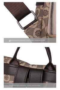 Detail of vintage monogram backpack showing gold-tone hardware and durable stitching