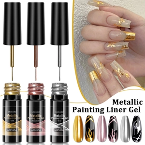Metallic Painting Liner Gel For Nail Art French Drawing Mirror Effect With Ultra Thin Brush UV LED Soak Off