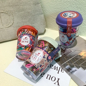Three-pack colorful flower herbal tea style rubber band sets for girls in size L S M