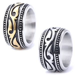 Vintage Tribal Totem Edelstahl Ring Geschnitzt Breites Band Retro Punk Biker Schmuck Für Herren Damen