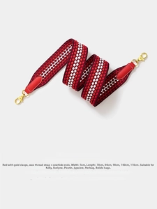 5cm wide red woven strap with cowhide ends and gold hardware for Kelly bags