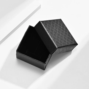 Black paper jewelry box with diamond pattern texture for rings and earrings