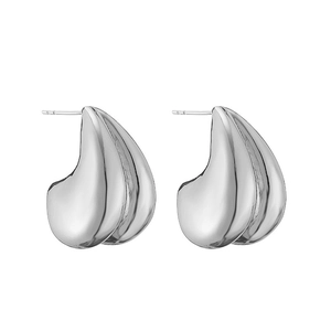 Polished silver teardrop earrings featuring a sleek mirror finish and minimalist design