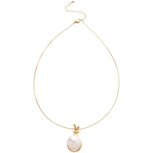 Elegante goldene Perlenkette mit runder weißer Perle und funkelnden Zirkon-Hasenohren-Anhängern