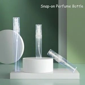 Minimalist transparent plastic perfume spray bottles in 2ml 3ml 5ml snap-on design