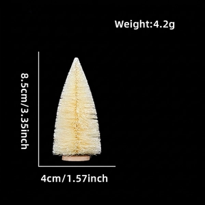 Miniature sisal Christmas tree dimensions with round wooden base and 8.5cm height detail
