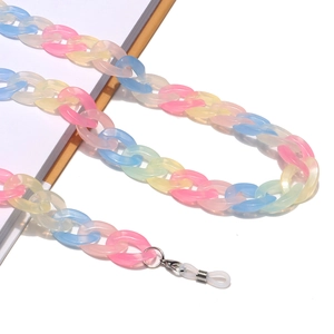 Colorful acrylic resin eyewear chain with anti-slip loops and lobster clasps