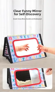 Baby floor mirror cloth book with colorful alphabet frame and acrylic safety mirror